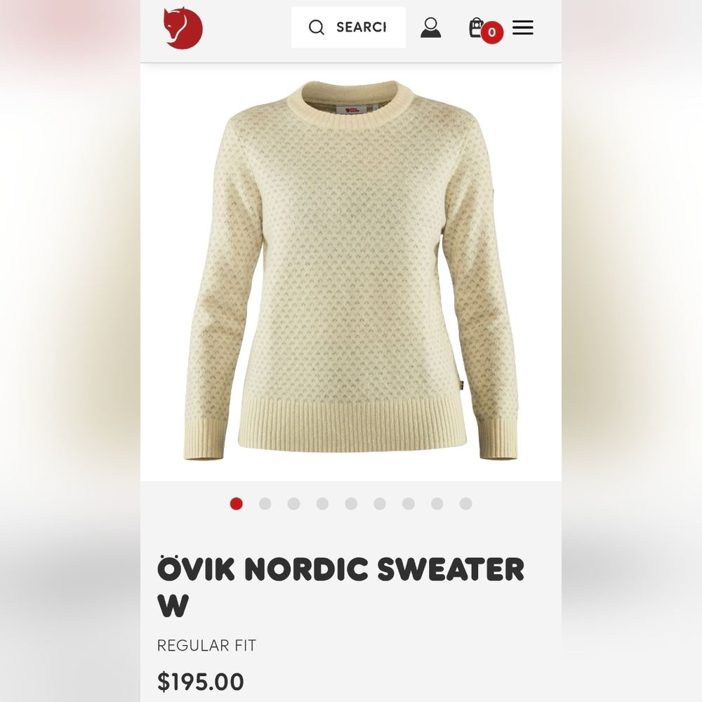 NEW 100% Wool Fjällräven Övik Nordic Sweater with Suede Elbow Patches